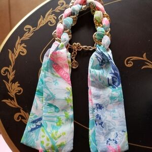 Lilly Pulitzer Fabric Woven Goldtone Bracelet, New Without Tags And Never Worn